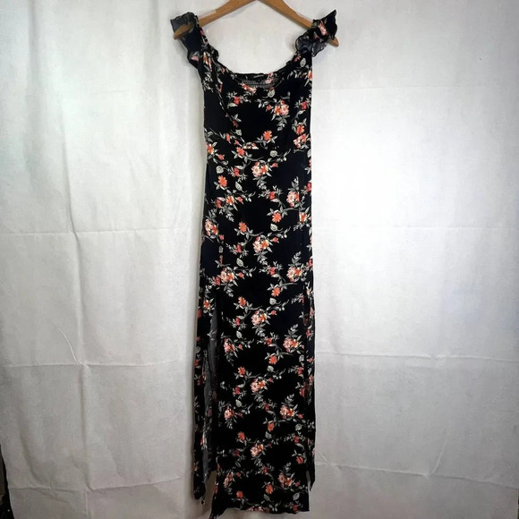 Ambiance Floral Flutter‎ Sleeve Maxi Dress Split Skirt Size Small - Picture 13 of 13